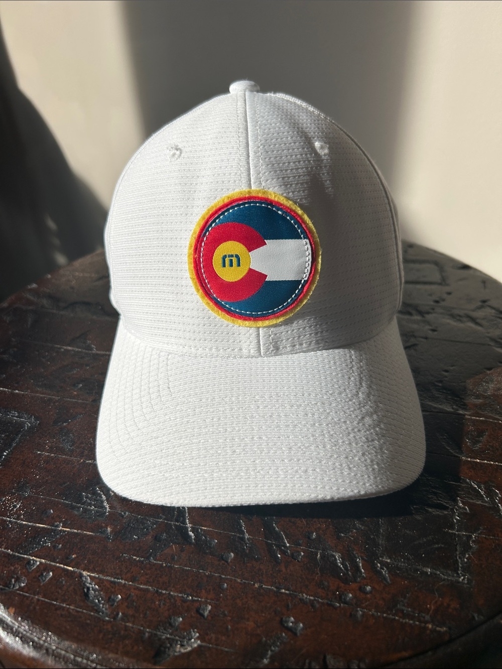 Travis Mathews Flex Fit Colorado Logo Baseball Cap White Sz S/M
